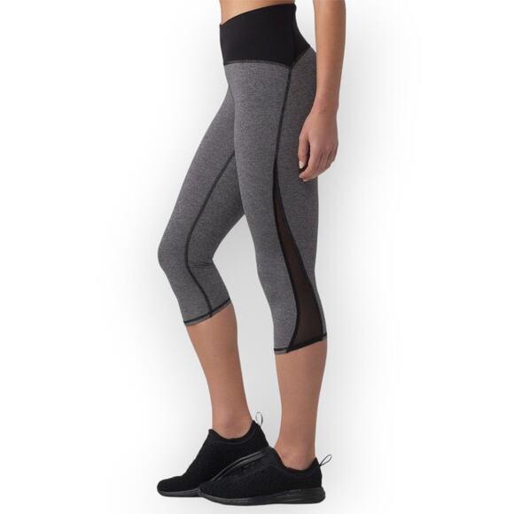 Lululemon Train Times Crop Leggings SIZE 8 Gray Black Luxtreme Training Pants - Picture 1 of 13